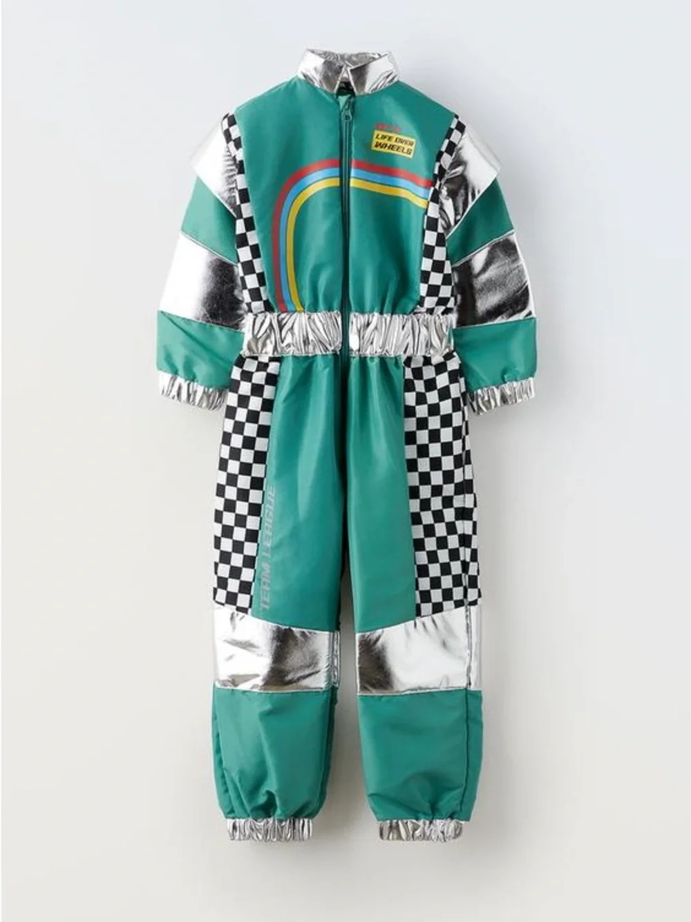 ZARA Kids racecar driver costume 5-7 years Green Zip Front Halloween